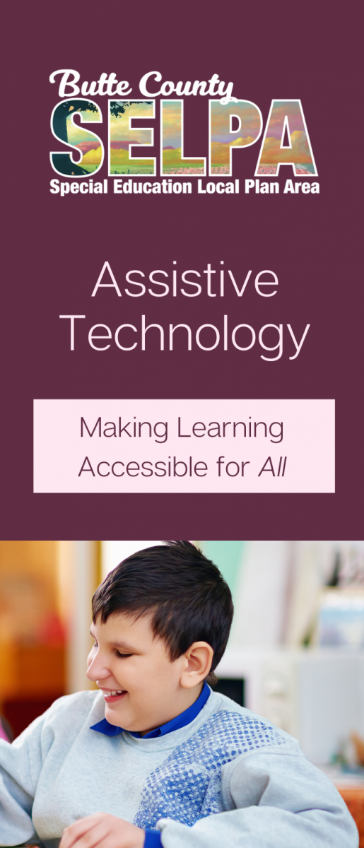 Front cover of SELPA trifold brochure on assistive technology.