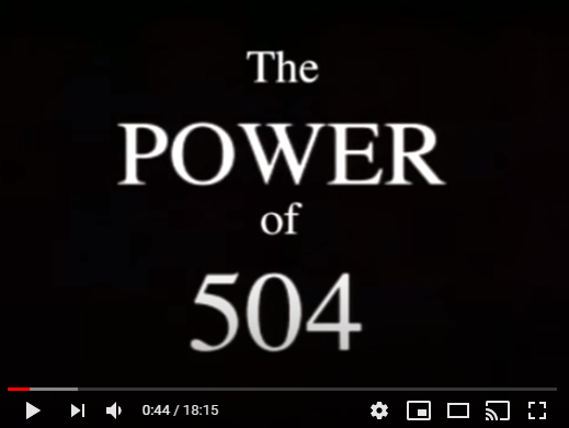 Image of the beginning of YouTube video on the Power of 504.